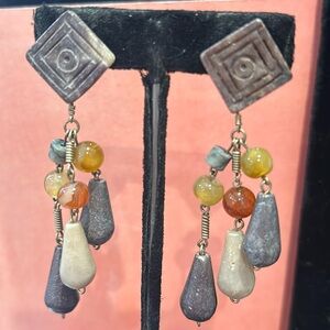 Polished Stone Dangling Earrings-Boutique